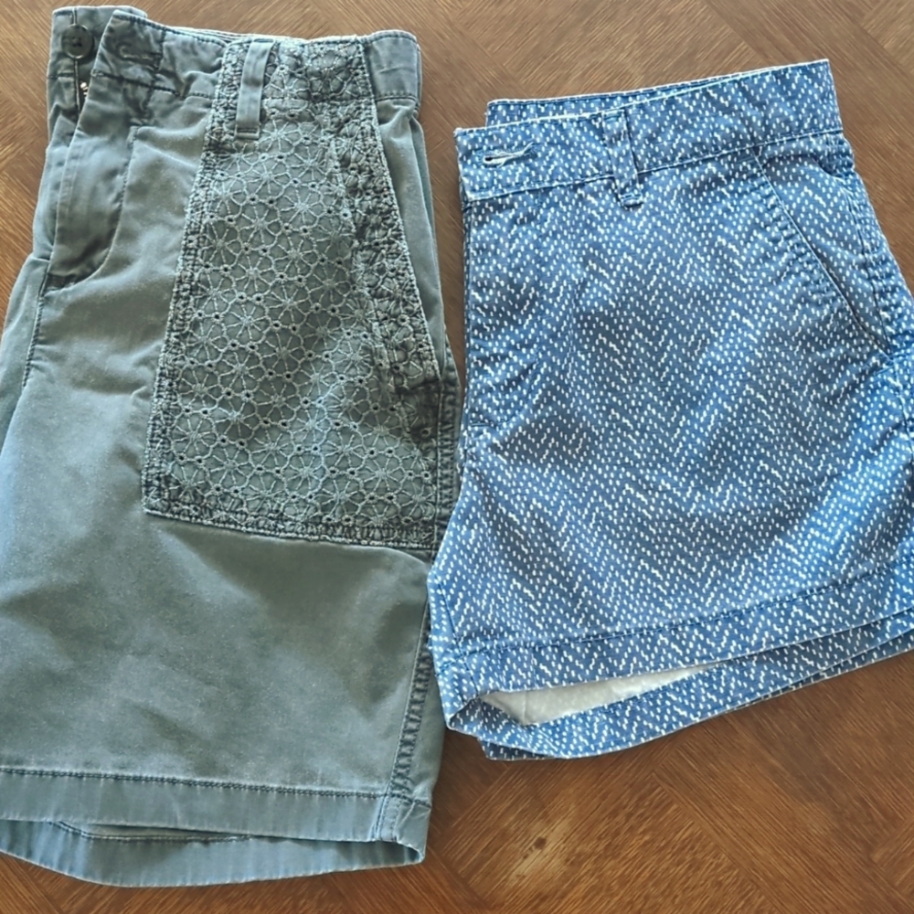 2 pairs, Gap size 0 blue chino shorts